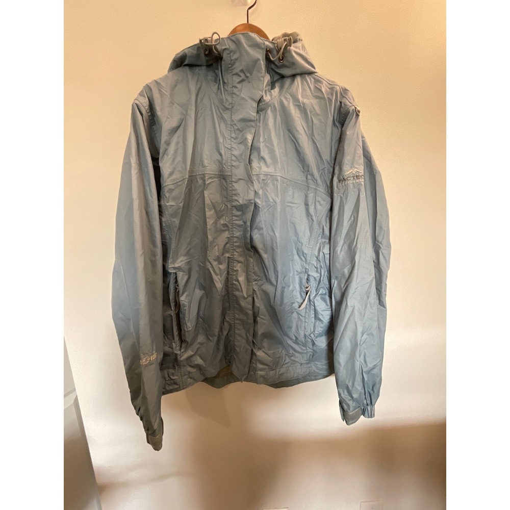 Pacific Trail Pac Tech Waterproof Rain Hooded Parka Womens Size L Light Blue